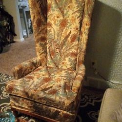 Vintage Extra High Back Winged Armchair 