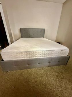 Moving Sale – Queen Bed Frame with 4 Storage Drawers + IKEA Queen Mattress (Excellent Condition)