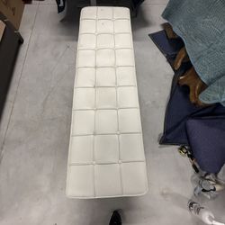White Leather Tufted X Bench 