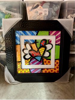 Romero Britto Framed Flower Pop Art Print