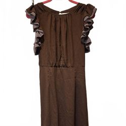 Anthropologie  Aryn K beaded flutter sleeve, open tie back Dress  Size L