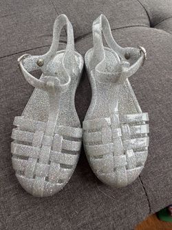 Glitter Jelly Sandals with Ankle Strap