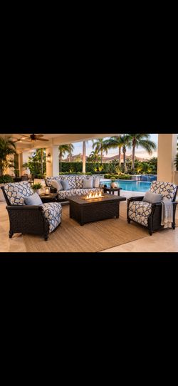 CASTELLE Luxury 5-Piece Outdoor Set | $19K Est. Retail | 2 Recliners + Fire Pit