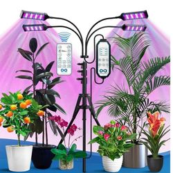 Everlasting Comfort Grow Lights for Indoor Plants Full Spectrum - Plant Lights for Indoor Growing (4 Lamps), 3-18 Hour Timer, Adjustable 62" Tripod, L