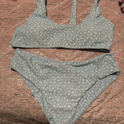 Ditsy Floral Scoop Neck 2 Piece Bikini Swimsuit, Stretchy High Cut Stylish Bathing Suit For Beach Pool, Women's Swimwear & Clothing