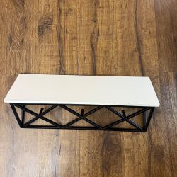 White Accent Shelf with Black Metal Hooks 