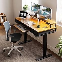 Electric Standing Desk with Drawers & Keyboard Tray