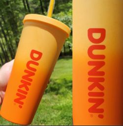 Dunkin Donuts Orange Ombré Acrylic Travel Cup