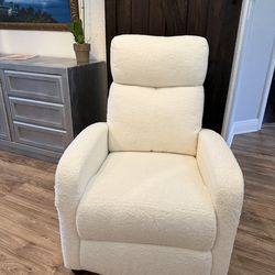White Boucle Recliner - Can Deliver