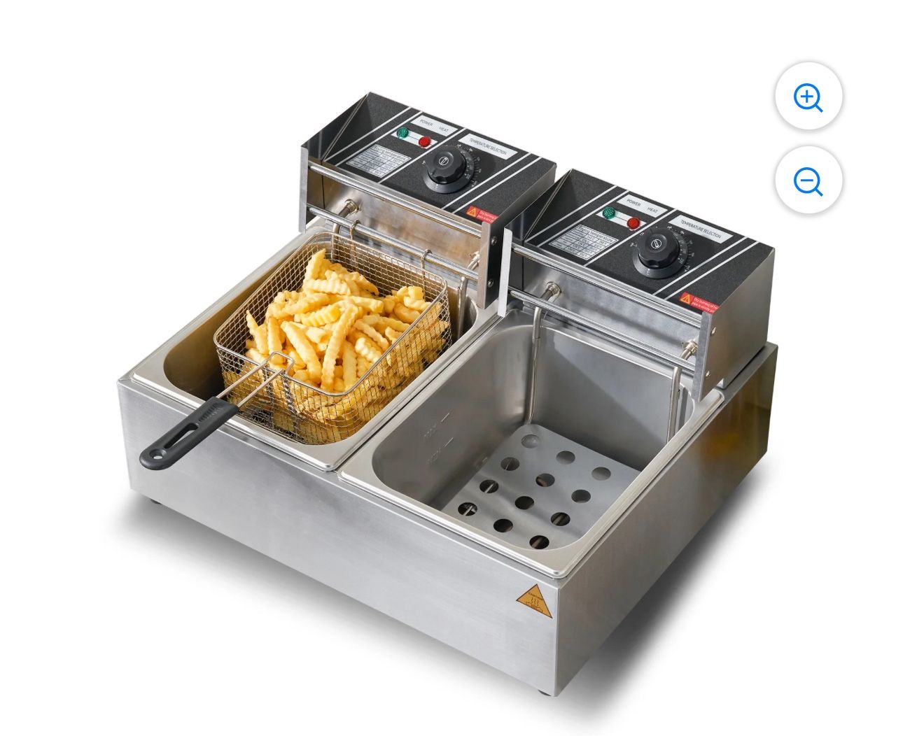 5000W 2-Basket Commercial Electric Deep Fryer, Stainless Steel
