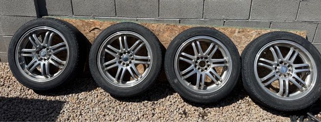 Set of 4 VOXX Wheels Rims 5x112 & 5x120 Dual Bolt Pattern (Tires Bad)