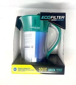 Zero Water EcoFilter Water Filter Pitcher 10 Cup Capacity ZP-010ECO Green *NEW