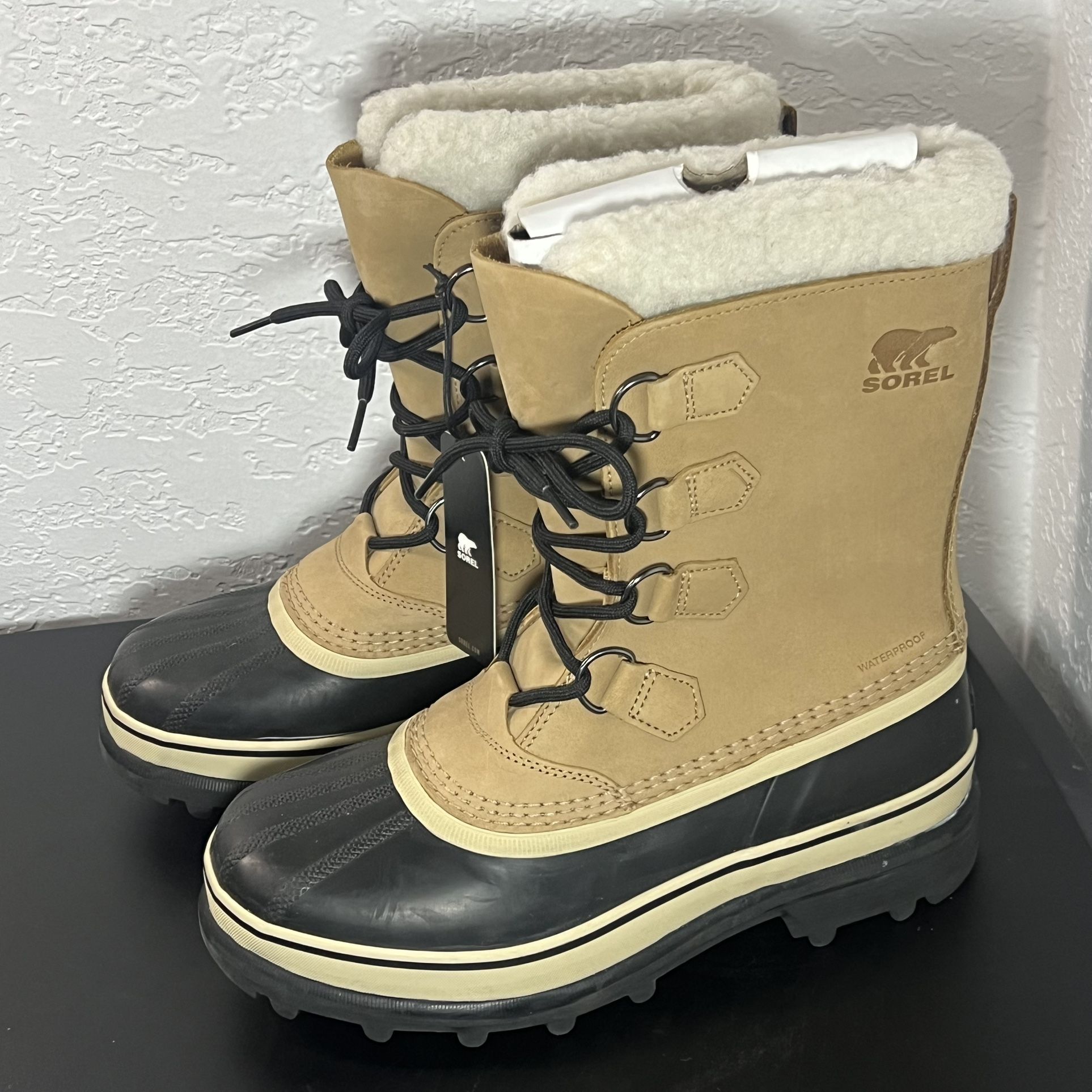 Sorel Caribou Winter Boots Women's US 9 Brown Black Faux Fur Waterproof 40450