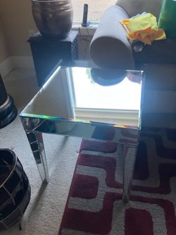 Mirrored Glass End Table