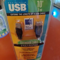  NIBBELKIN MACINTOSH USB 10' 3M EXTENSION CABLE A PLUG/ A RECEPTACLE F3U134-10. NEW