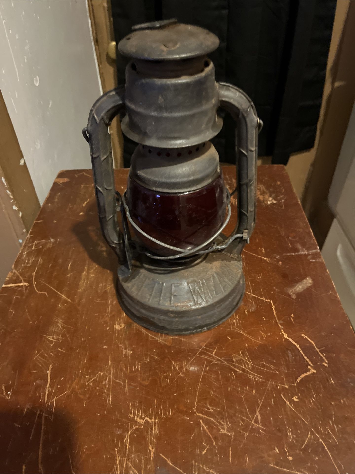 Antique Dietz Little Wizzard Kerosene Lantern With Red Globe
