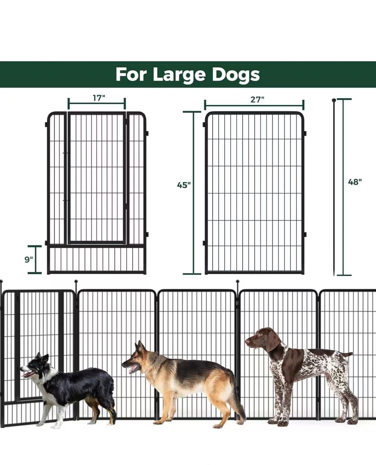 🥨FXW Homeplus Dog Playpen Designed for Indoor Use, 45” Height 16Panels for Puppy and Dogs, Black Patented