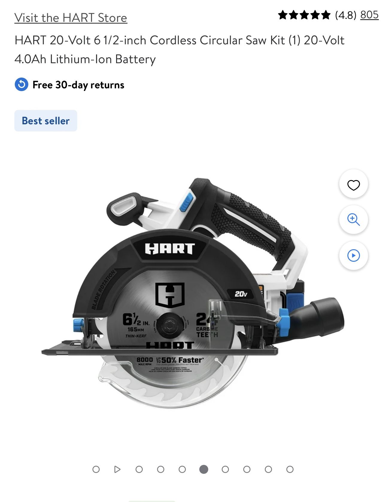 HART 20 Volt 1/2 inch Cordless Circular Saw