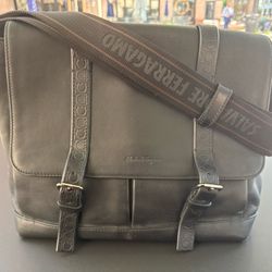 Salvatore Ferragamo Gancini All Leather Messenger Bag – Men’s