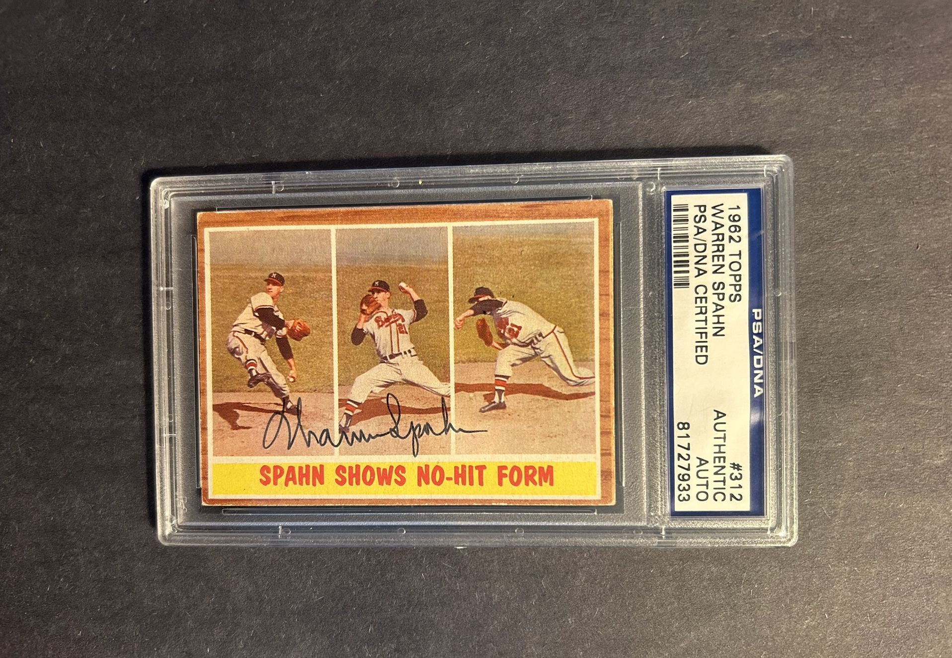 Vintage 1962 Topps #313 Warren Spahn signed.PSA/DNA Autograph. Negotiable