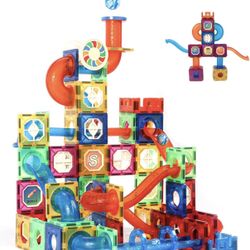 MAGBLOCK 176pcs Magnetic Tiles Marble Run Set with Ball Run Race Track