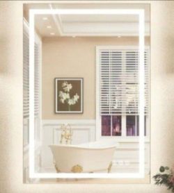 24 in. W x 36 in. H Rectangular Frameless LED Light Anti-Fog Wall Bathroom Vanity Mirror with Backlit and Front Light