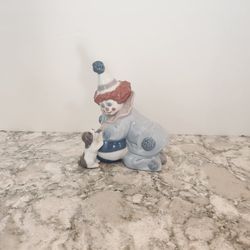 Vtg Lladro Clown Pierrot W/ Dog Puppy & Ball #5278 Circus 4.75"