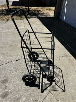 Heavy Duty Folding Shopping Cart / Utility Cart - Black