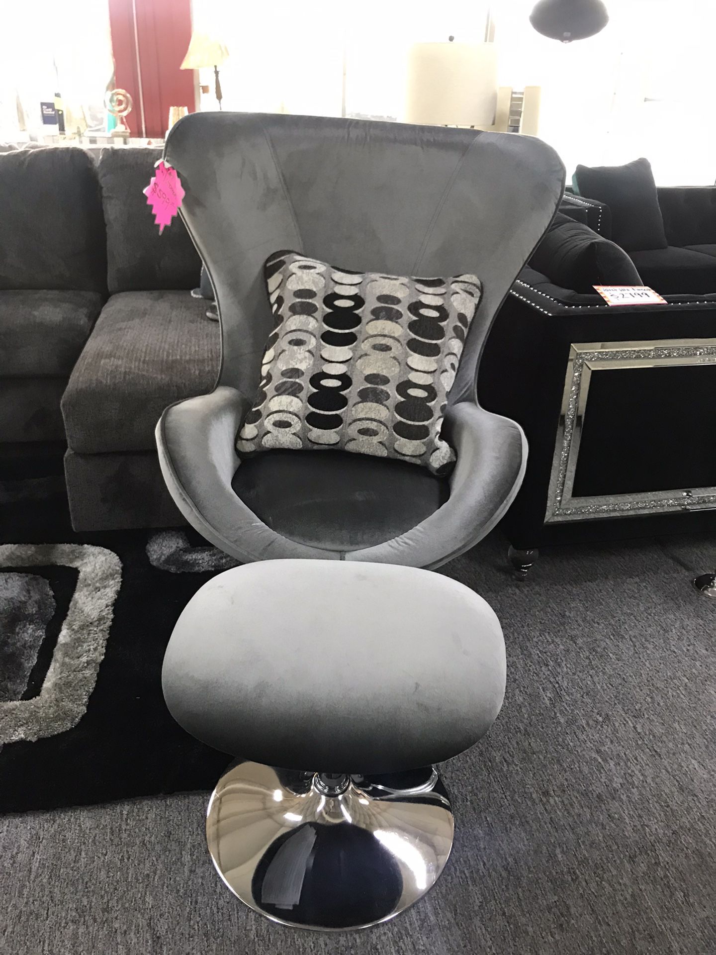 Silver Chair And Ottoman 