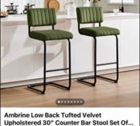 4 green barstools