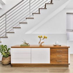 Walnut Wood Custom Media Console 