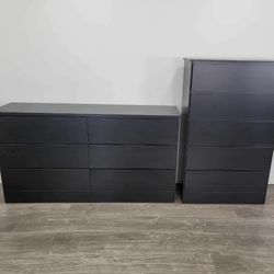 BLACK DRESSER AND CHEST - CÓMODA Y GAVETERO COLOR NEGRO 