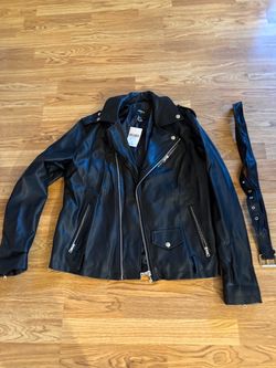 Punk Biker Jacket Black Artificial Leather