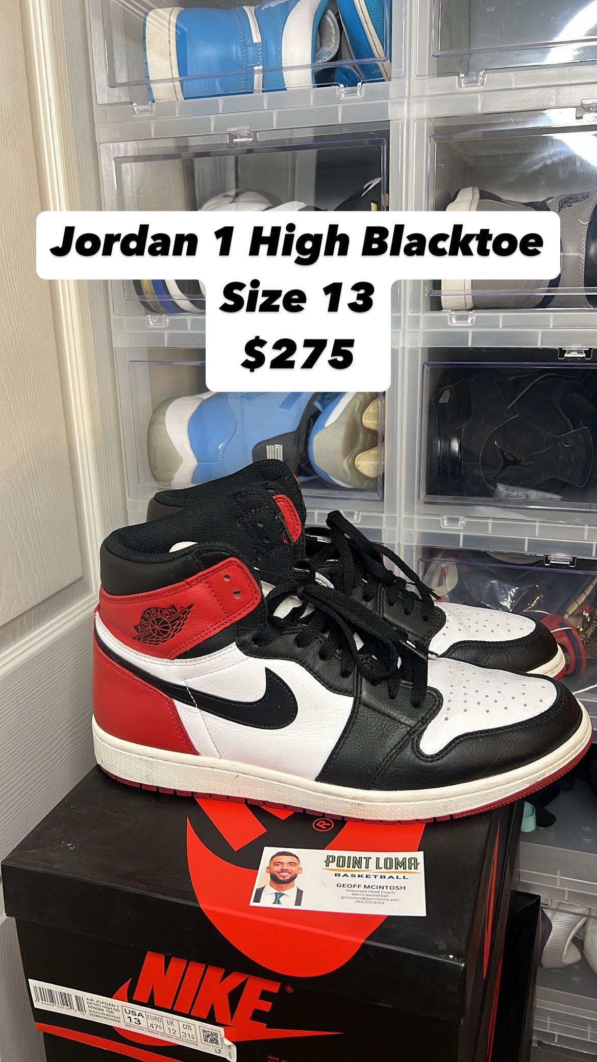 Jordan 1 High Blacktoe Size 13
