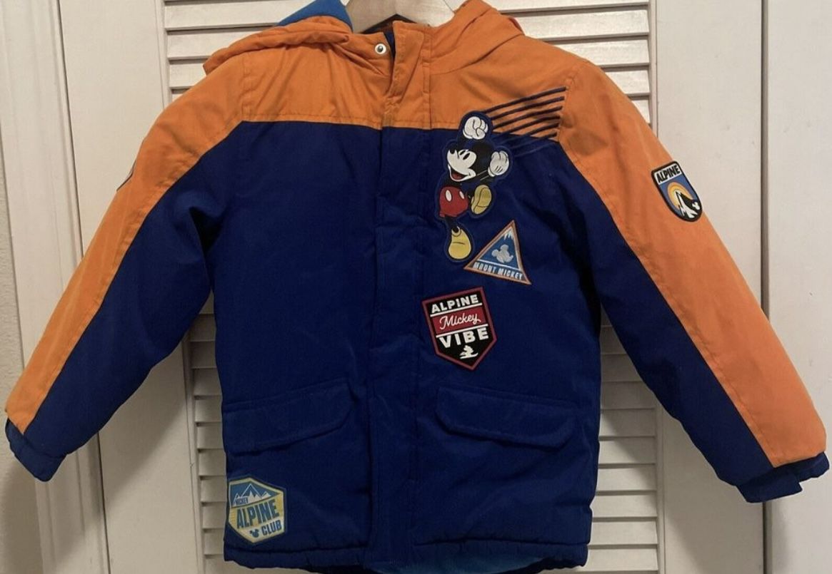 Disney Jacket Mickey Mouse Boys 5/6 Hooded Mount Mickey Alpine Ski Fleece