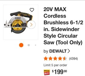 DEWALT 20V MAX 6-1/2 in. Cordless Circular Saw