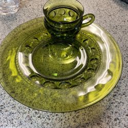  Vintage Indiana Glass Lunch Set Plate Green