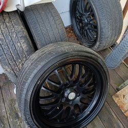 Rimms With Tires Matte Finish Black with Low Profile Tires obo