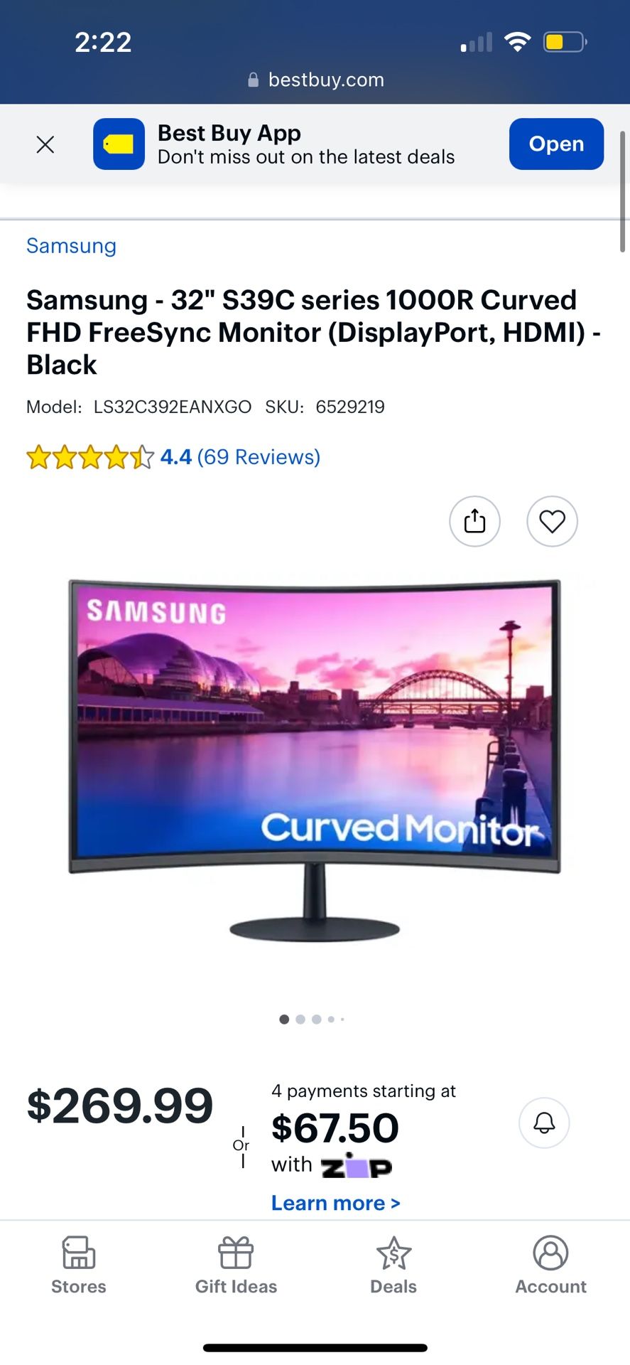 27Inch Samsung Curved Monitor with Arm Clamp Desk Mount Stand!!!