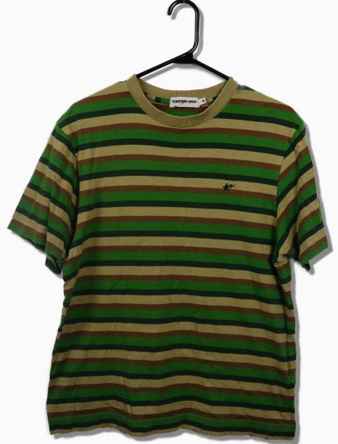 A Bathing Ape Classic Striped Tee Green