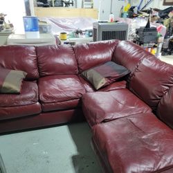 Burgundy Leather Sectional 