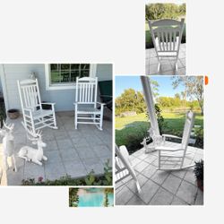 Outdoor All Wood White Rocking Chairs 