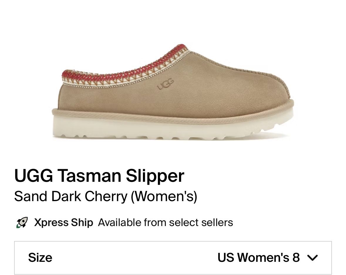 Ugg Tasman Slipper Sand Dark Cherry 8w