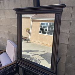 Solid Wood Bathroom Vanity Mirror – Dark Finish