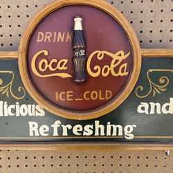 New Vintage CocaCola Wall Hanging (wood)