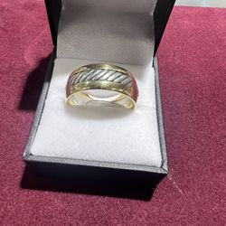 David Yurman Silver + 18k Gold Wedding Band