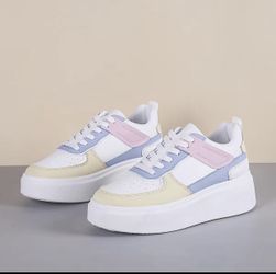 Color Block Lace-up Front Flatform Skate Shoes (size:7)
