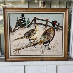 Vintage 1980's Completed Framed Needlepoint