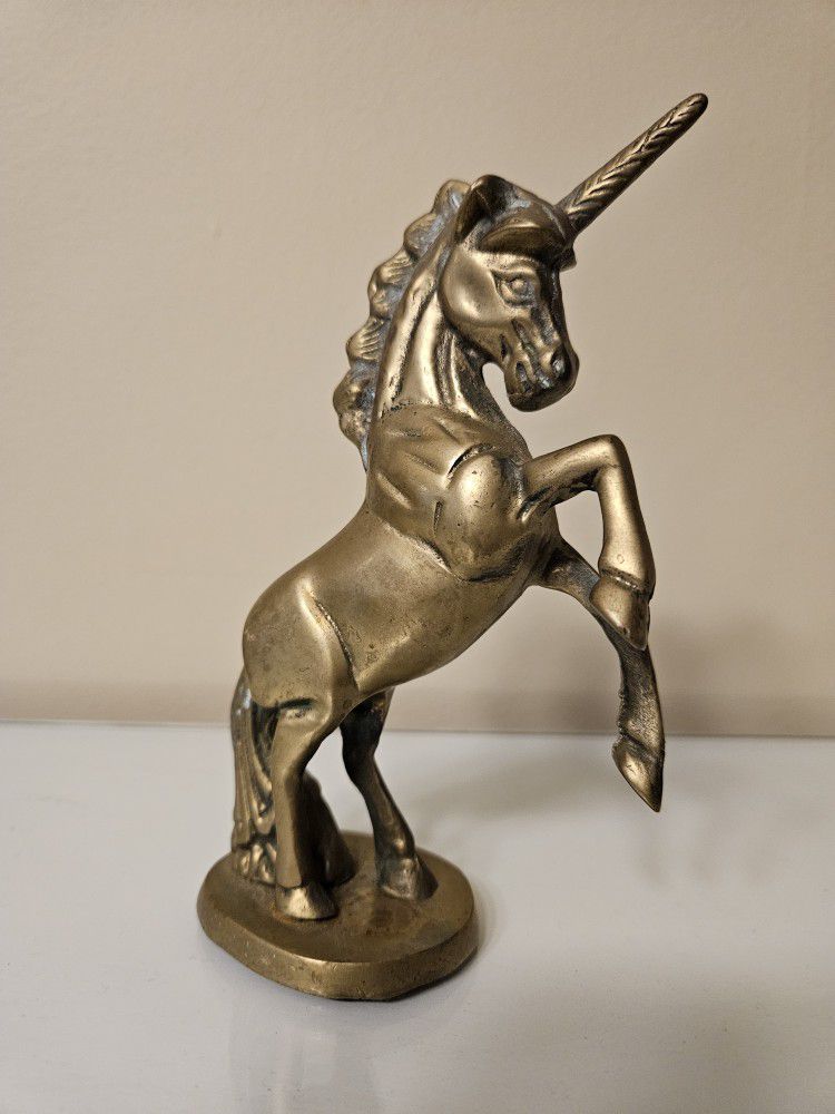 Brass Unicorn Statue / Brass Figurine 7"H
