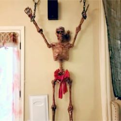 5ft Pirate Skeleton Bird On Shoulder Diyed Gore Affect Added. Selling All My Halloween Decor